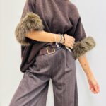 Pull Manches 3/4 à fausse fourrure amovible