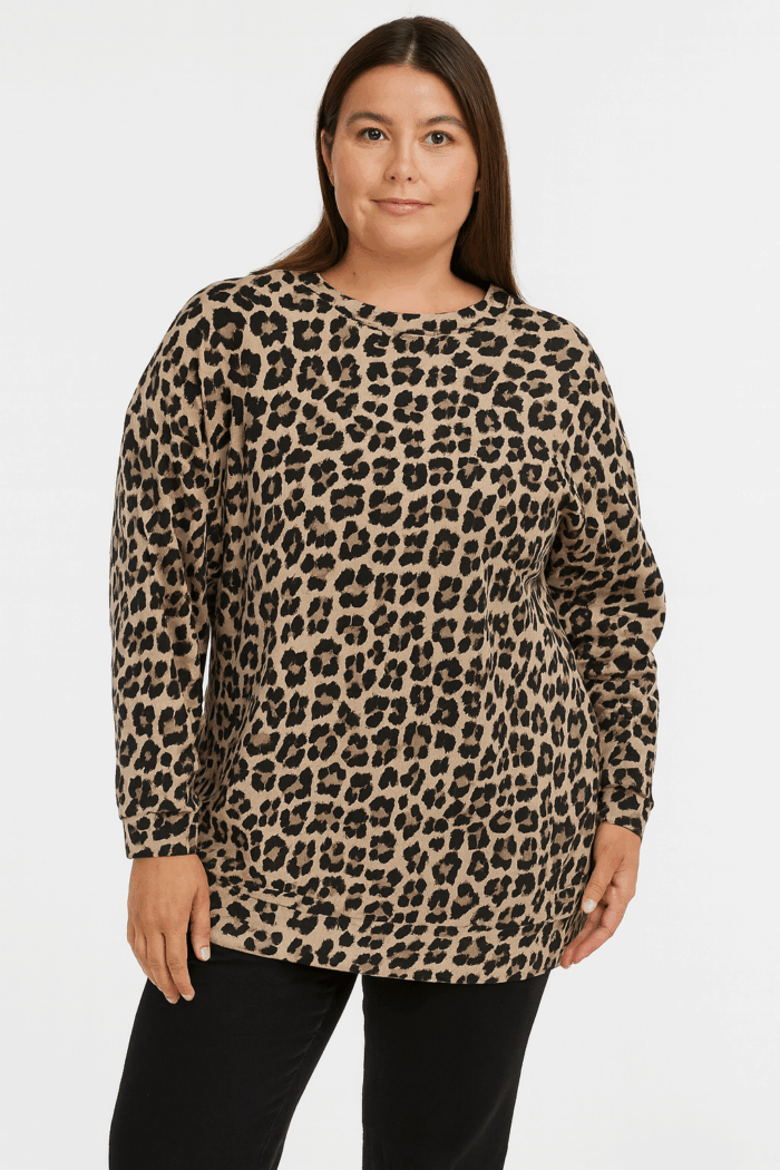 Sweat imprimé léopard grande taille – Image 1