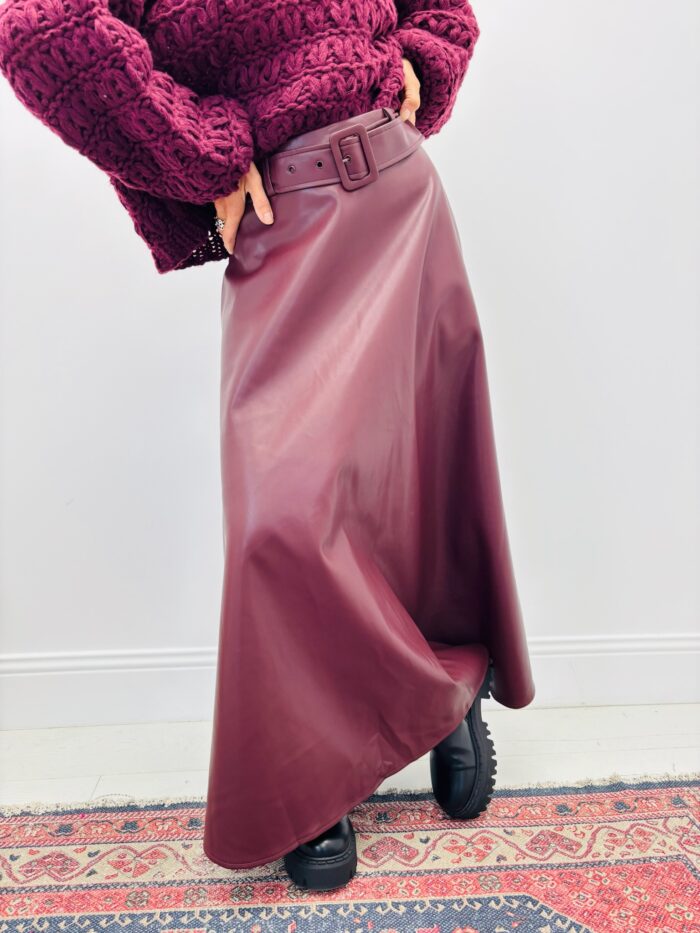 Jupe Longue en Simili cuir avec ceinture – Image 1