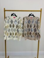Pull en Maille à Sequins géométriques – Lumière & élégance par LM LULU – Image 2