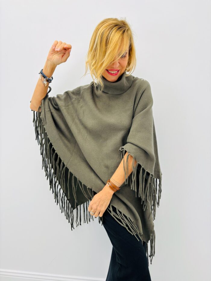 Poncho en Viscose à Franges – Marque VALENTYNE – Image 1