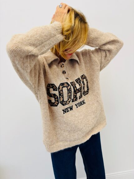 Pull “SOHO New York” – Détail imprimé léopard