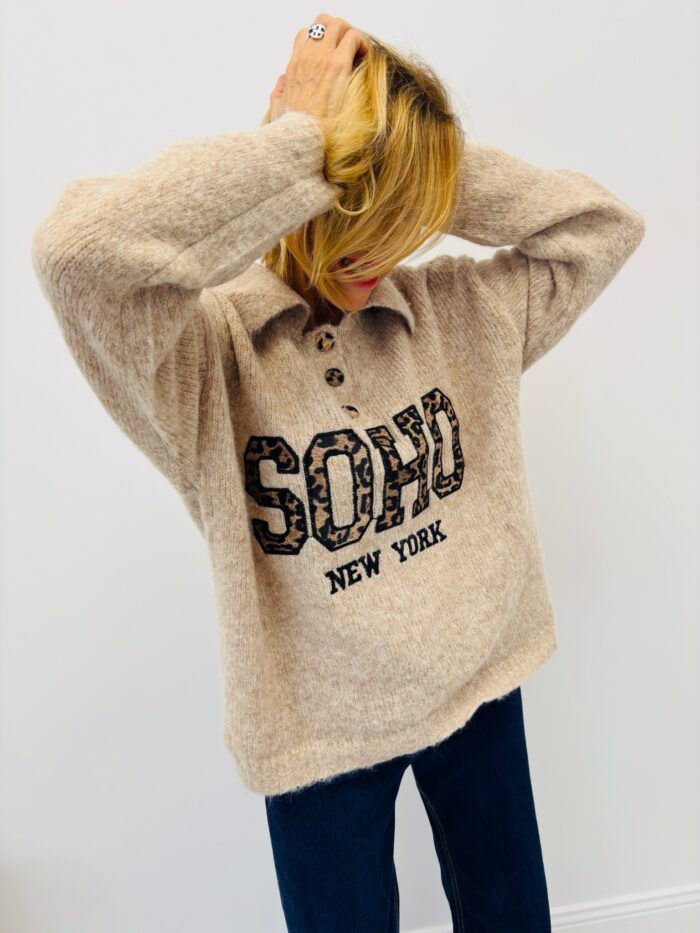 Pull “SOHO New York” – Détail imprimé léopard – Image 1
