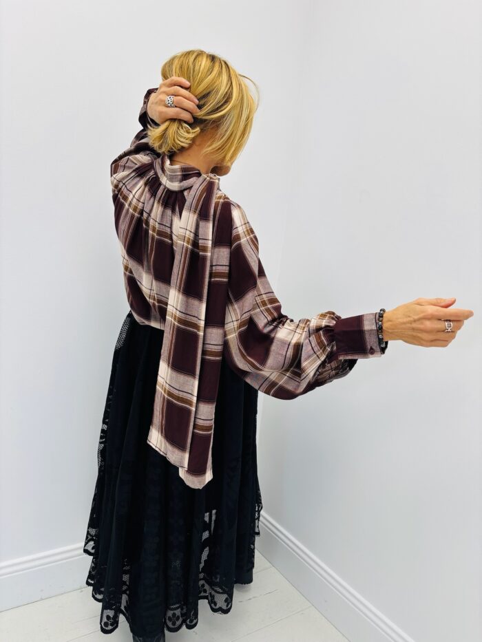 Chemise à Carreaux avec Lavallière – 100 % rayonne – Image 4
