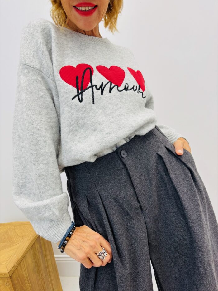 Pull Motif Cœurs & Message “Amour” – Image 4