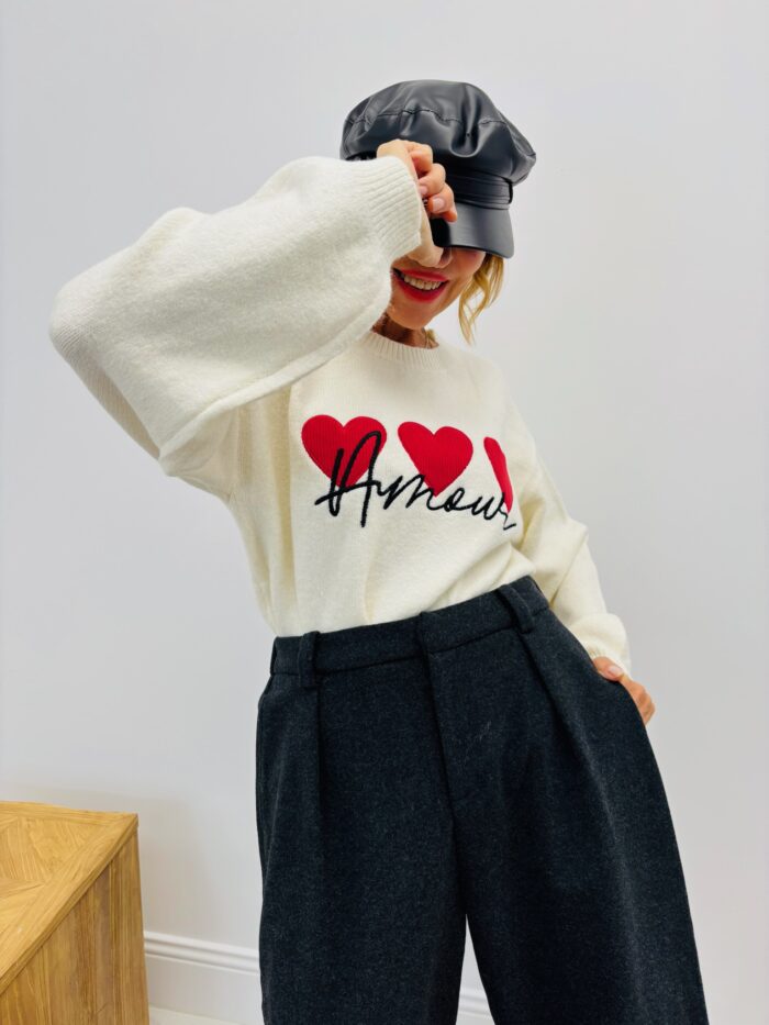 Pull Motif Cœurs & Message “Amour” – Image 9