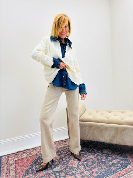 Polo en Maille col denim