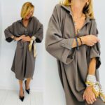 Robe Ample à col Chemise et Encolure en V – Image 2
