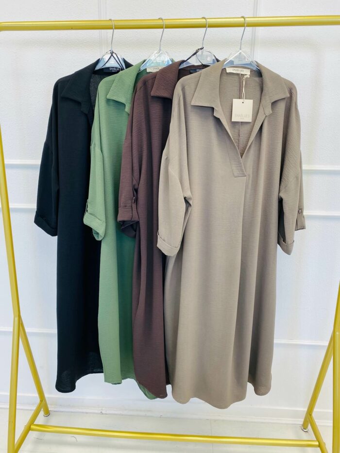Robe Ample à col Chemise et Encolure en V – Image 11