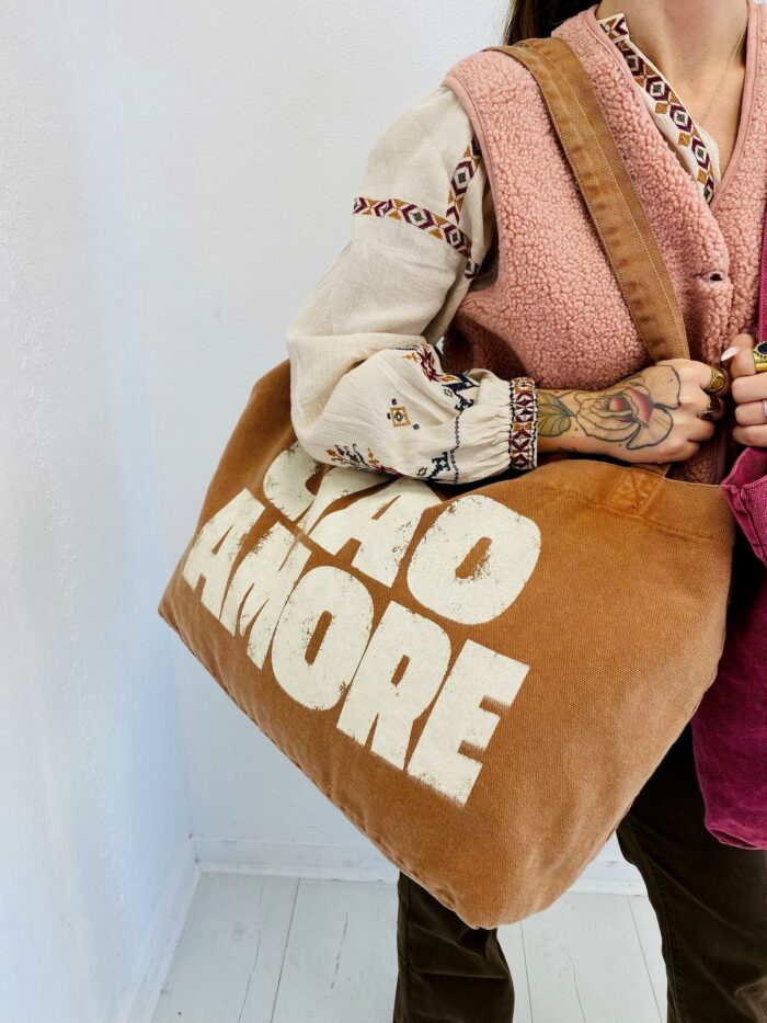 Sac Cabas en coton imprimé "CIAO AMORE" – Image 3