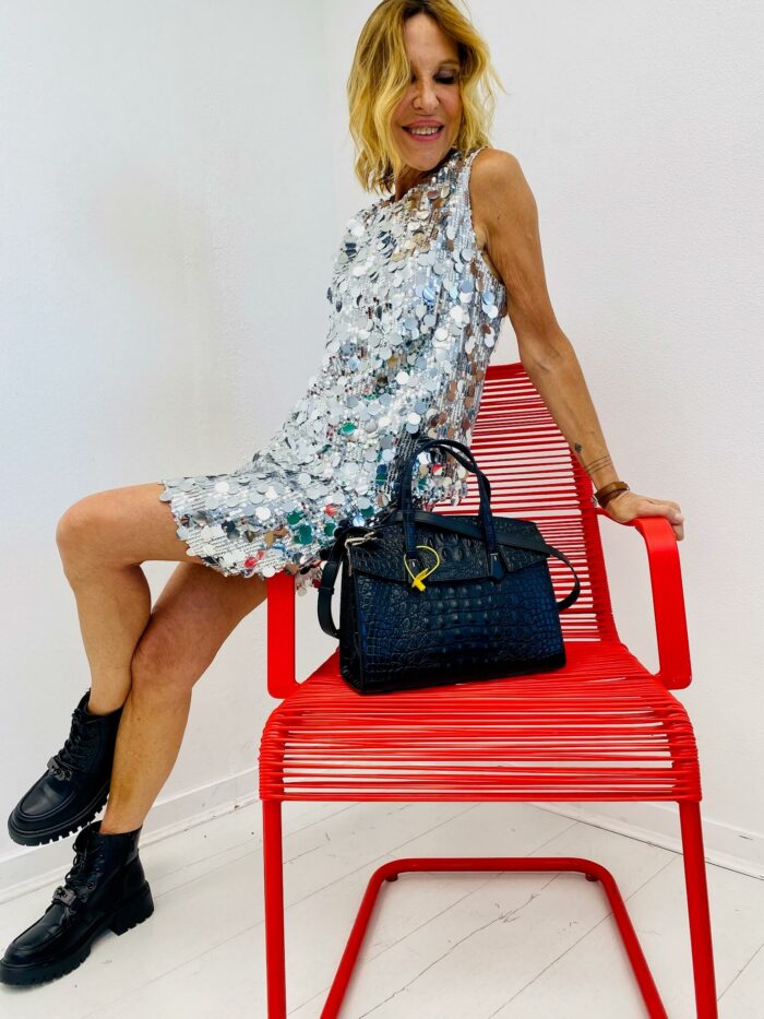 Sac à Main effet Croco Structuré Cuir Veritable – Image 1