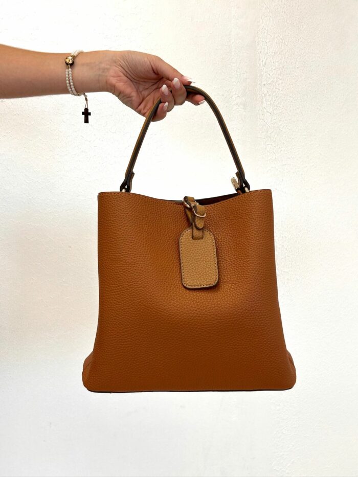 Sac Cabas Bicolore en cuir grainé – Élégance intemporelle – Image 6