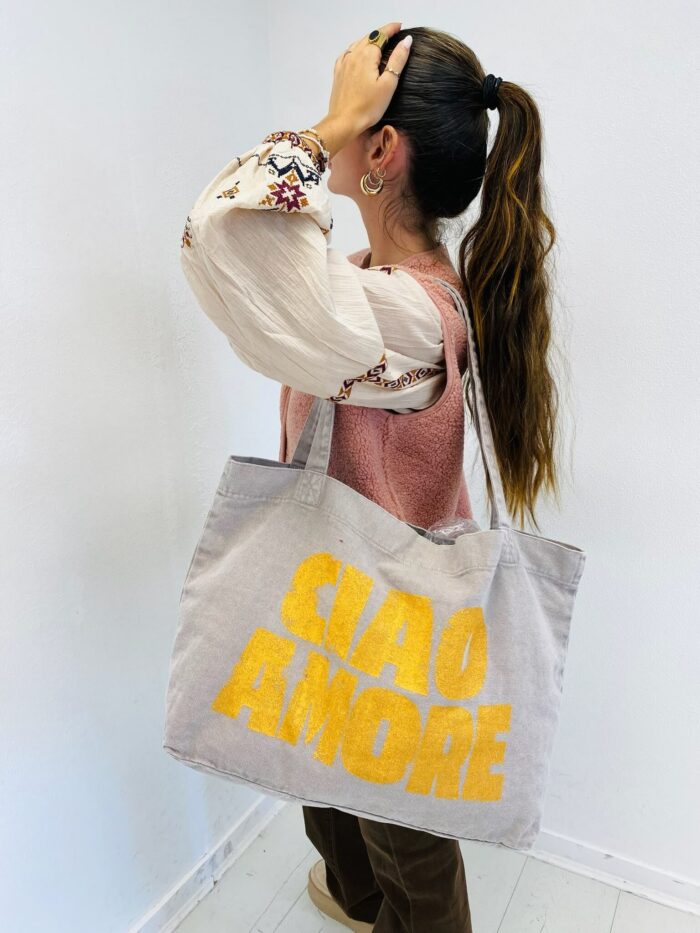 Sac Cabas en coton imprimé "CIAO AMORE" – Image 7