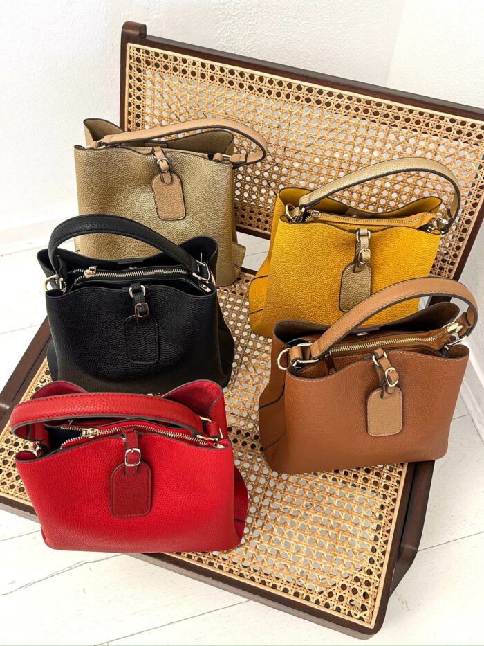 Sac Cabas Bicolore en cuir grainé – Élégance intemporelle – Image 2