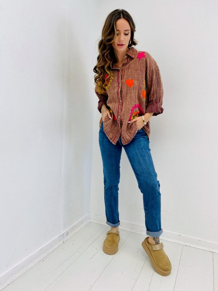 CHEMISE 100% COTON BRODÉE MOTIFS COLORÉS – Image 2