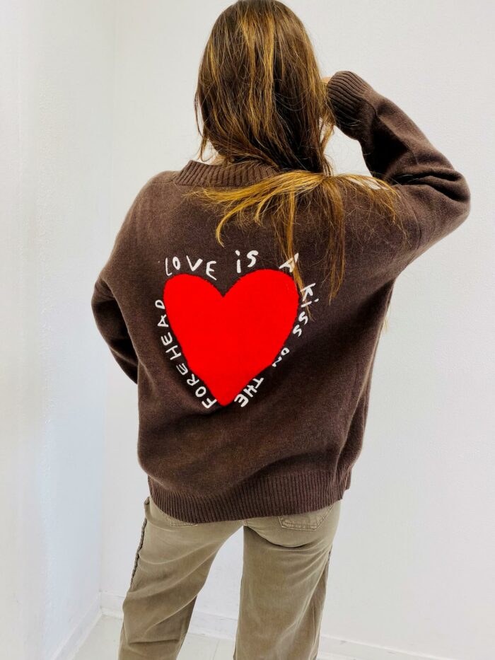 Gilet en Maille avec motif cœur et inscription – Image 4