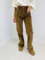 Pantalon Velours à Poches Plaquées