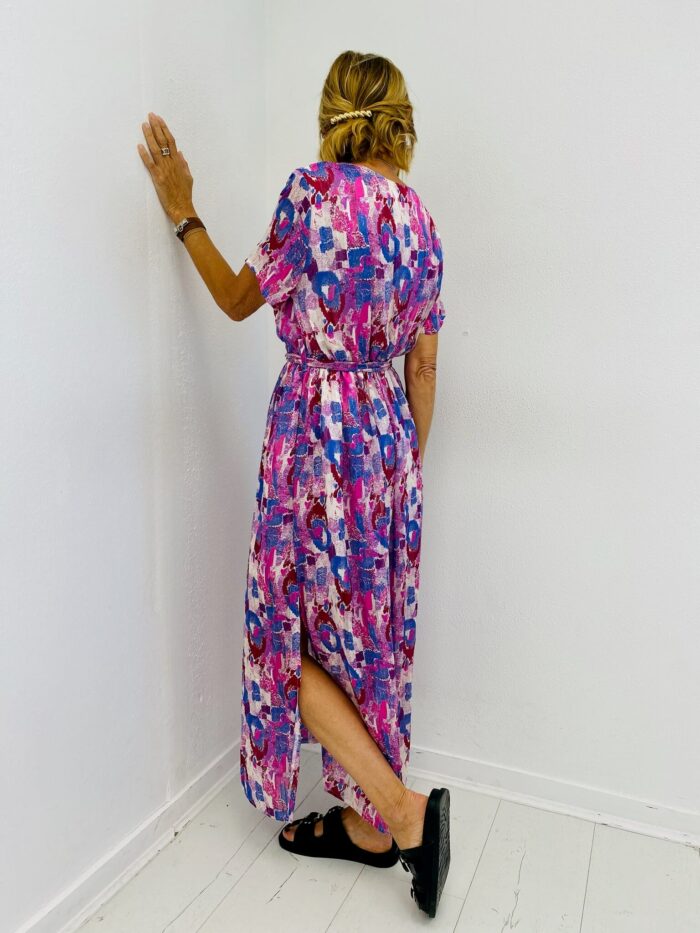 Robe Longue à Imprimé Abstrait Doublée – Image 2