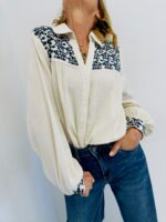Chemise Bohème Brodée Ivoire