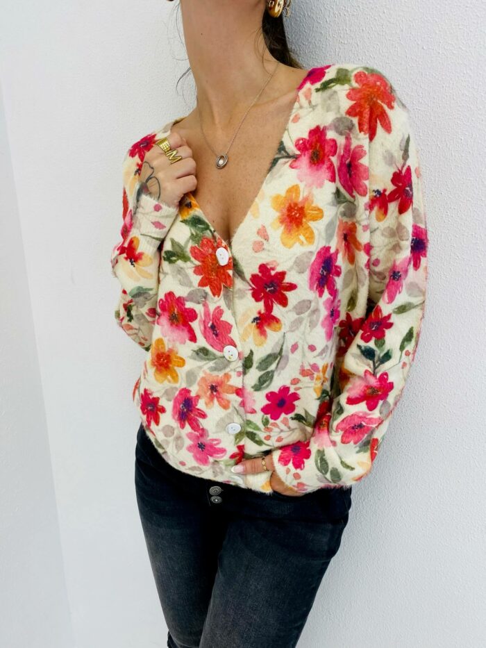 Gilet en Maille imprimé fleuri – Image 1