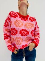 Pull en Maille à motifs fleuris