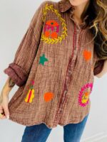 CHEMISE 100% COTON BRODÉE MOTIFS COLORÉS – Image 3