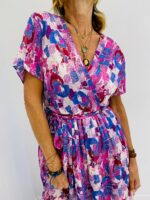 Robe Longue à Imprimé Abstrait Doublée – Image 3