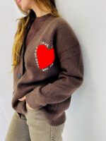 Gilet en Maille avec motif cœur et inscription